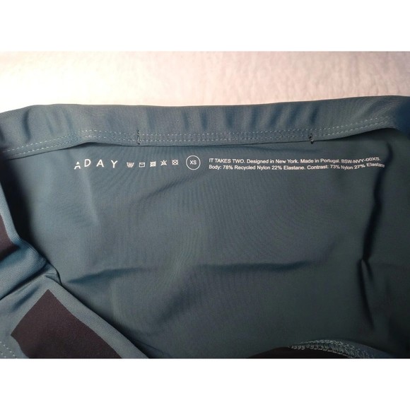 ADAY It Takes Two Bikini Swim Bottom Navy Gray Green Colorblock Size XS - Picture 3 of 7